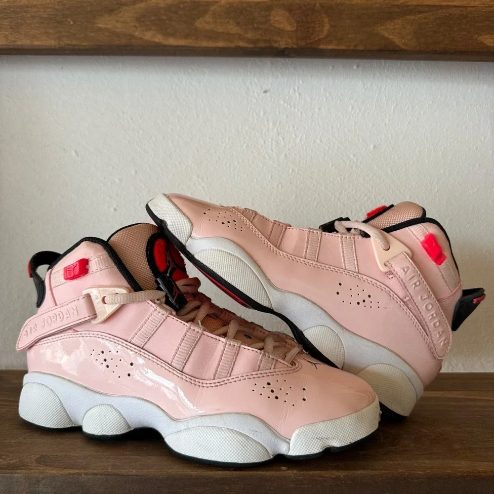 Nike Air Jordan 6 Rings Atmosphere Sneakers GS 4Y Pink Patent 323419-602